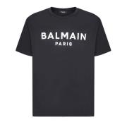 Balmain Minimalistisk svart logotyp T-shirt Black, Herr