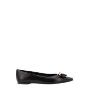 Salvatore Ferragamo Svarta Läder Ballerinaskor Black, Dam