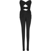 Saint Laurent Svart Crepe Jumpsuit med Hjärtformad Halsringning och Ut...