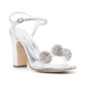 Manolo Blahnik Silverlaminerade Sandaler med Transparent PVC-band Gray...