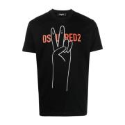 Dsquared2 Italiensk Bomull T-shirt Black, Herr