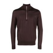 Ermenegildo Zegna Halv-zip ullstickat plagg Brown, Herr