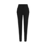 Saint Laurent Svarta Cashmere Leggings med Elastisk Midja och Fotband ...