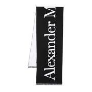 Alexander McQueen Svart Logosjal med Kontrasterande Frappe Black, Herr