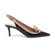 Valentino Garavani Svarta Patentläder Rockstud Slingback Klackar Black...