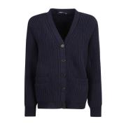 Prada Bomulls Cardigan med V-Hals Blue, Dam