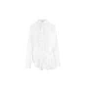 Balenciaga Vit Bomull Poplin Deconstructed Skjorta White, Dam