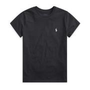 Ralph Lauren Svart bomulls-T-shirt med broderad ponny Black, Dam