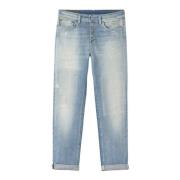 Dondup Stiliga Cropped Jeans Blue, Dam