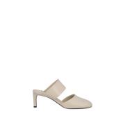 Jil Sander Läderklackade Mules Beige, Dam