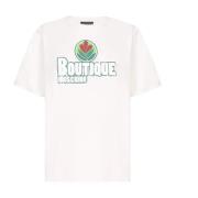 Boutique Moschino Vit Bomull Logo T-Shirt White, Dam