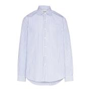 Maison Margiela Blårandig Bomullsskjorta för Män Blue, Herr