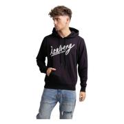 Iceberg Logo Hoodie Herr Svart Black, Herr