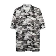 Balenciaga Grå Camouflage Tryck Skjorta för Män Gray, Herr