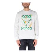 Casablanca Tryckt Crewneck Sweatshirt White, Herr