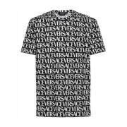 Versace Svart Bomull Logo T-Shirt Black, Herr