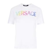Versace Vit Bomull Logo T-Shirt White, Dam