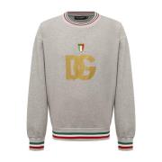 Dolce & Gabbana Grå Bomullssweatshirt med Logodetalj Gray, Herr