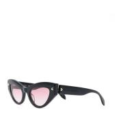 Alexander McQueen Svarta Cat-Eye Solglasögon för Kvinnor Black, Dam