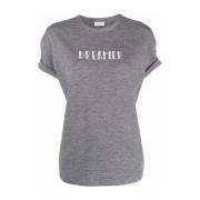 Brunello Cucinelli Grå Beaded T-shirt för Kvinnor Gray, Dam