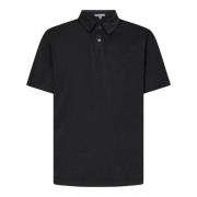 James Perse Kolgrå Suede Jersey Polo Shirt Black, Herr