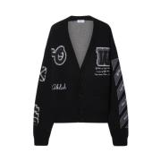 Off White Varsity Stickad Kofta Black, Herr