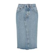 MM6 Maison Margiela Blå Denimkjol med Kontrastsömn Blue, Dam