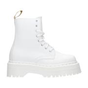 Dr. Martens Läderstövlar med snörning White, Dam