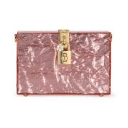 Dolce & Gabbana Rosa Metallic Clutch med Kedja Axelrem Pink, Dam