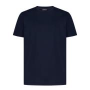 Dondup Blå Ribbad Crew Neck T-shirts och Polos Blue, Herr