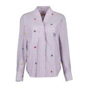Kenzo Randig bomullsskjorta med broderad logotyp Purple, Dam