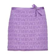 Versace Kort fransad bomullskjol Purple, Dam