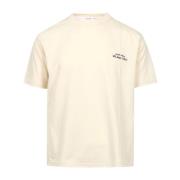 Gcds Broderad Crew-neck T-shirt med Logo Beige, Herr