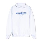 Vetements Huvtröja med logotyp White, Herr