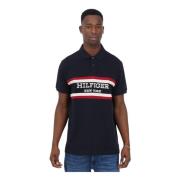 Tommy Hilfiger Blå Polo för Herrar med Color Block Design och Logo Blu...