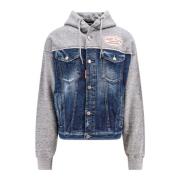 Dsquared2 Logo Patch Bomull Denim Sweatshirt Blue, Herr