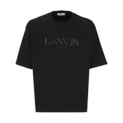 Lanvin Svart Bomull T-shirt med Brodyr Black, Herr
