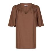 Co'Couture Sunrisecc Flow Top Blus Brown, Dam