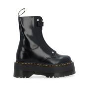 Dr. Martens Svarta läder Jetta Max stövlar med framdragkedja Black, Da...