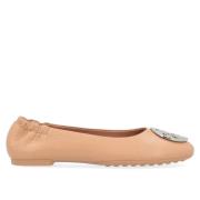 Tory Burch Beige Läder Claire Ballerina Beige, Dam