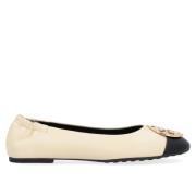 Tory Burch Krämig Claire Läderballerina Beige, Dam