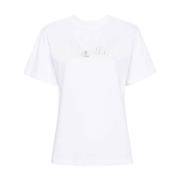 Mugler Vit Bomull Logo Crew Neck Top White, Dam