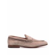 Santoni Beige Vintage Suede Moccasin Beige, Herr