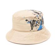 Moschino Beige Skal Målning Splatter Hatt Beige, Herr