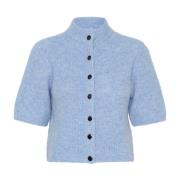 Gestuz Blå Melange Kort Cardigan Blue, Dam