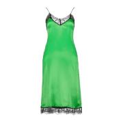 Ami Paris Sidenklänning med spetsdetaljer Green, Dam