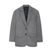 Anine Bing Spräcklig Ullblandning Blazer Gray, Dam