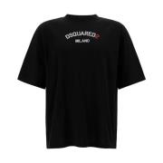 Dsquared2 Svart Logotyp Broderad T-shirt Black, Herr