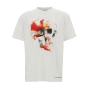 Alexander McQueen T-shirt med skalletryck i vitt White, Herr