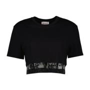 Alexander McQueen Snörad T-shirt Black, Dam